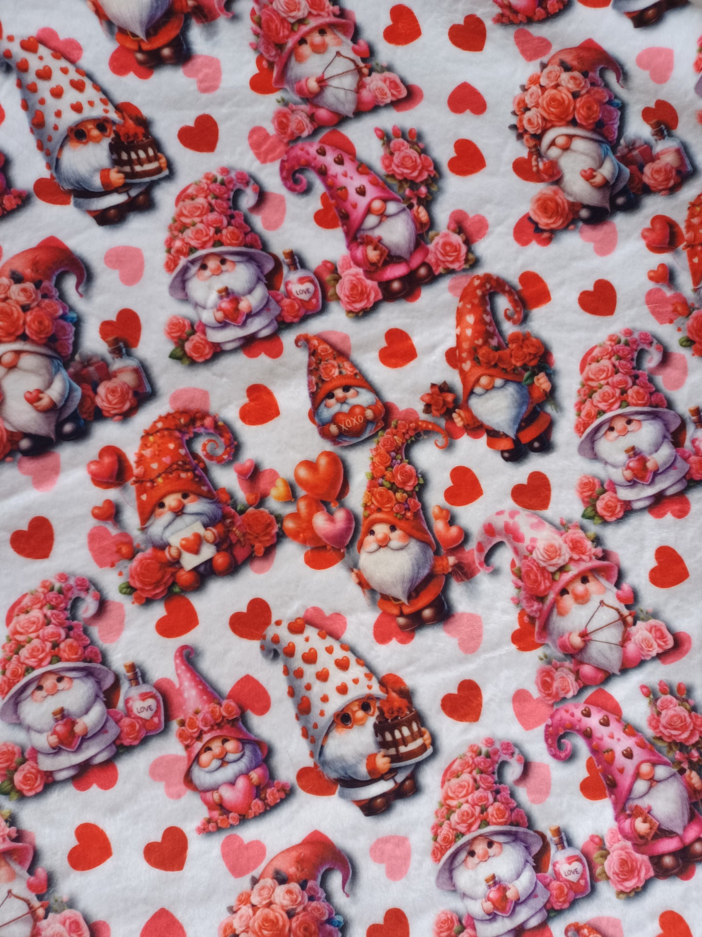 60x55 valentine's gnomes on bubblegum hide