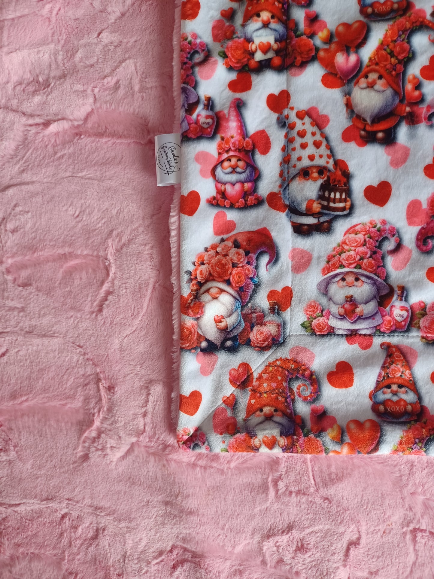 60x55 valentine's gnomes on bubblegum hide