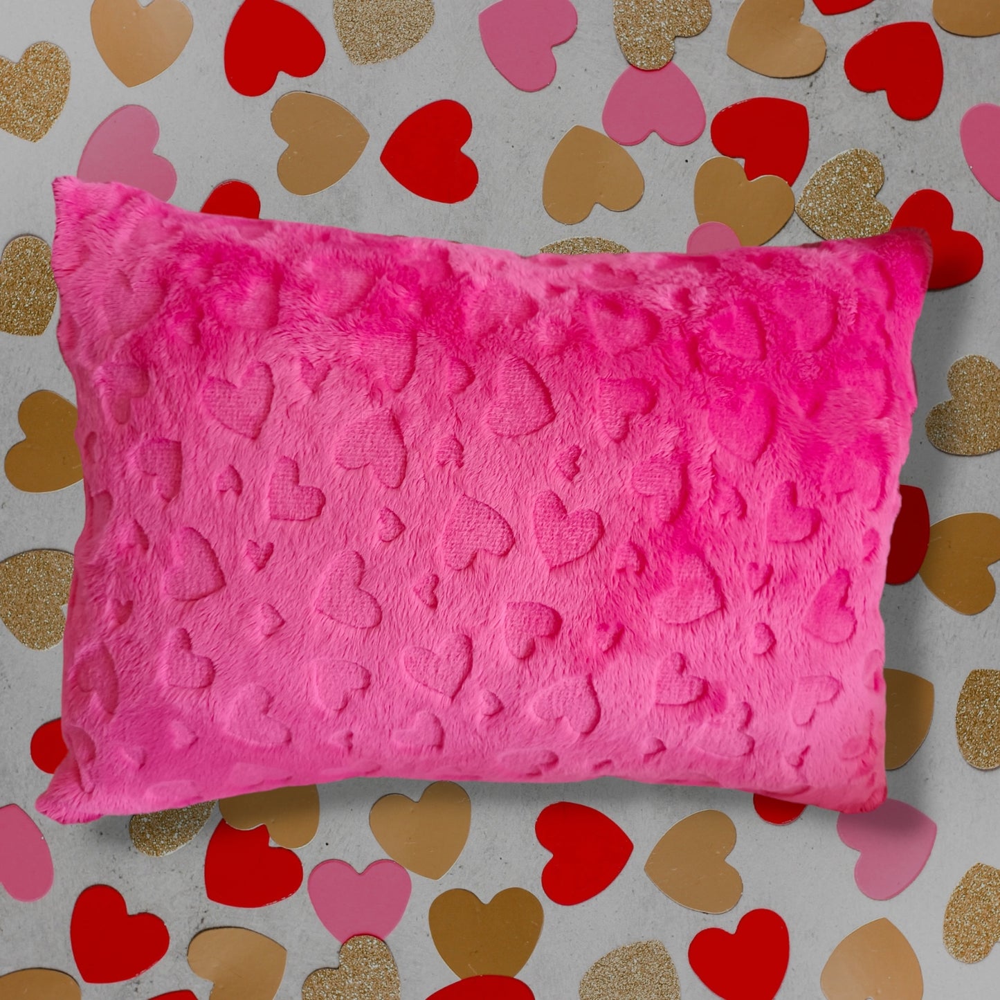 12x16 fuzzy embossed hearts fuchsia