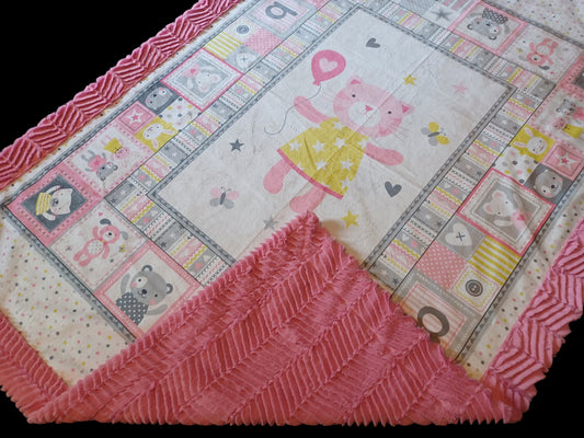 Baby girl minky panel on pink Ziggy