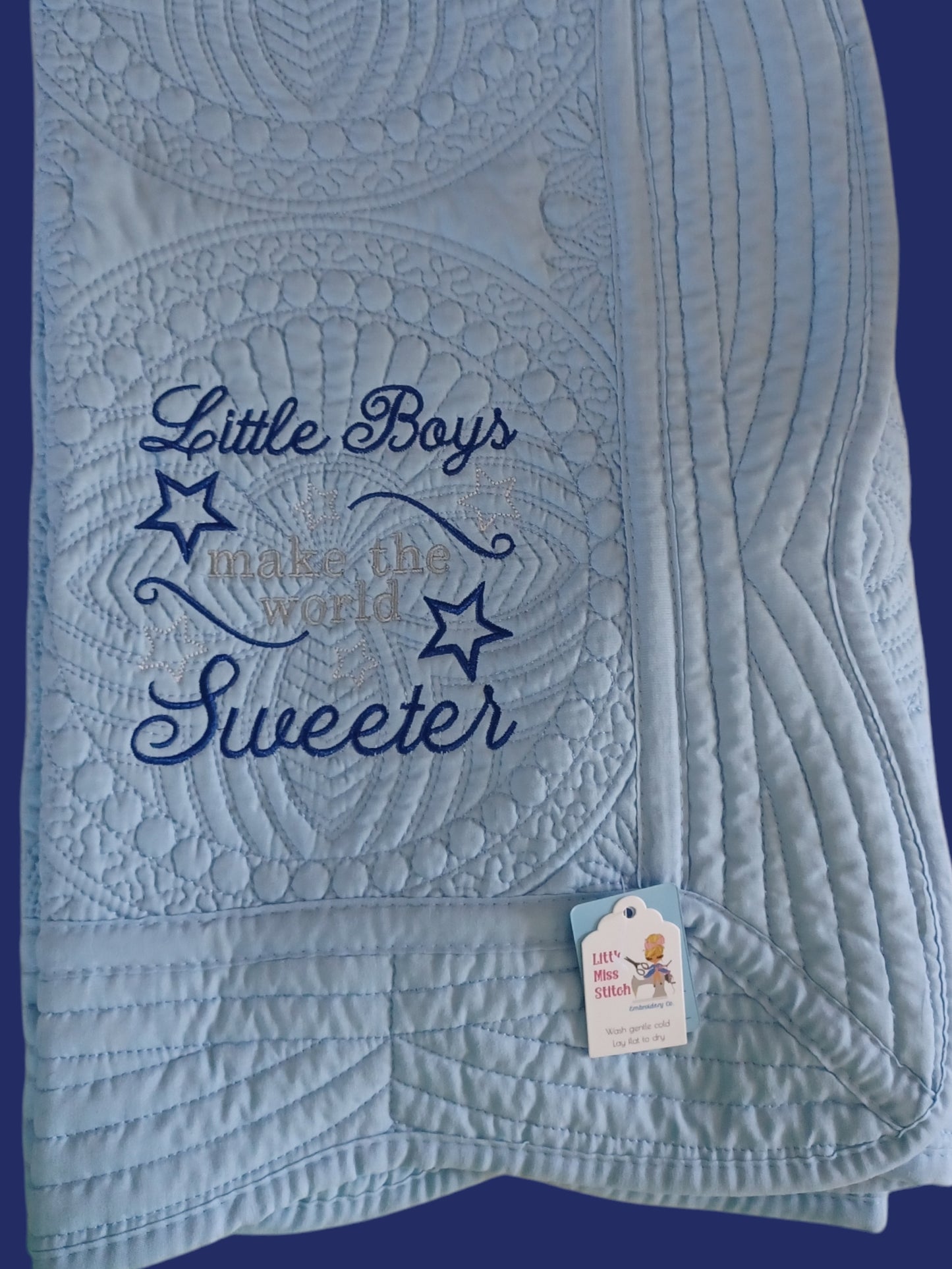 36x45 boys world embroidered heirloom quilt
