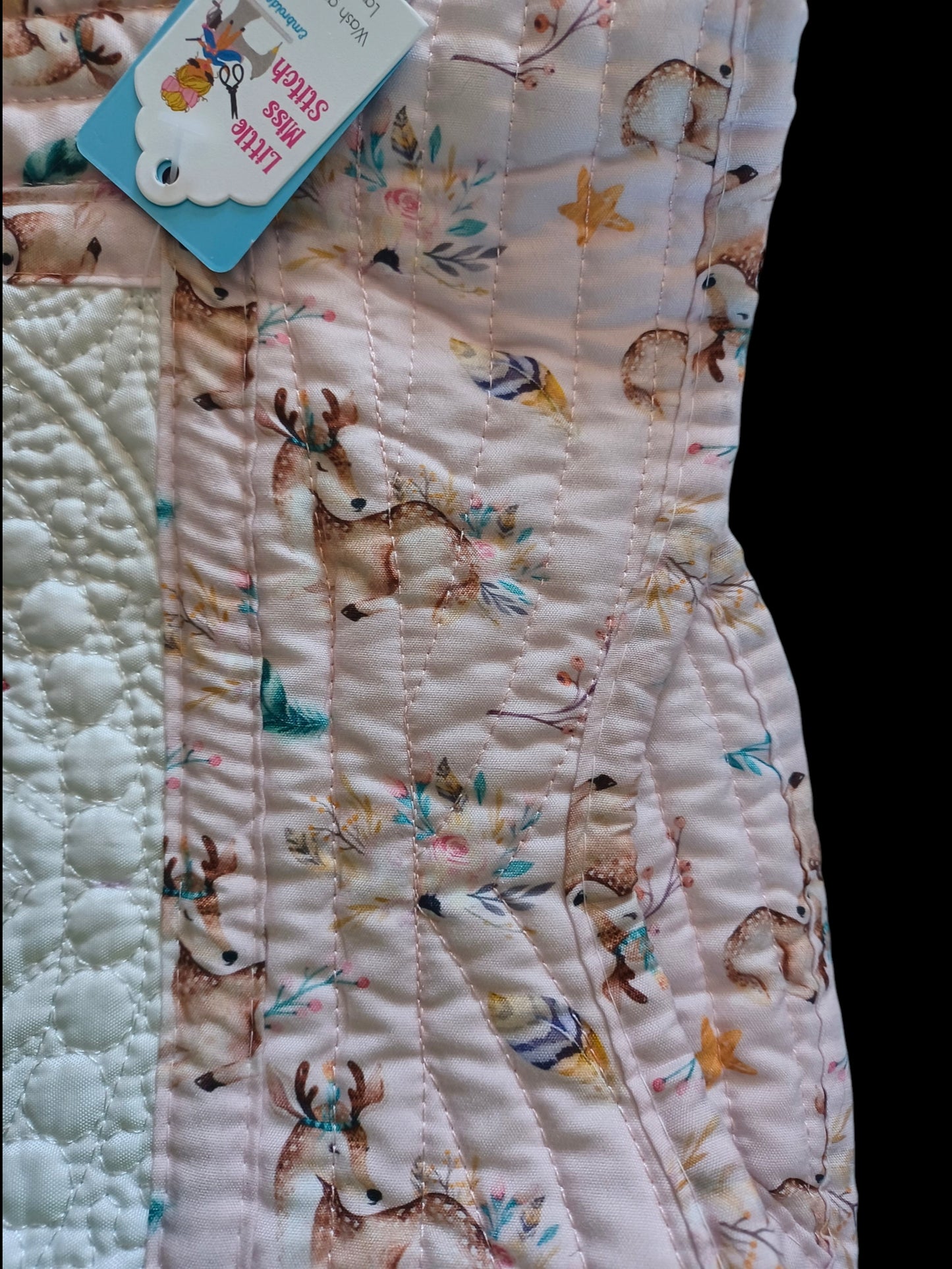 36x45 deerly loved embroidered heirloom quilt