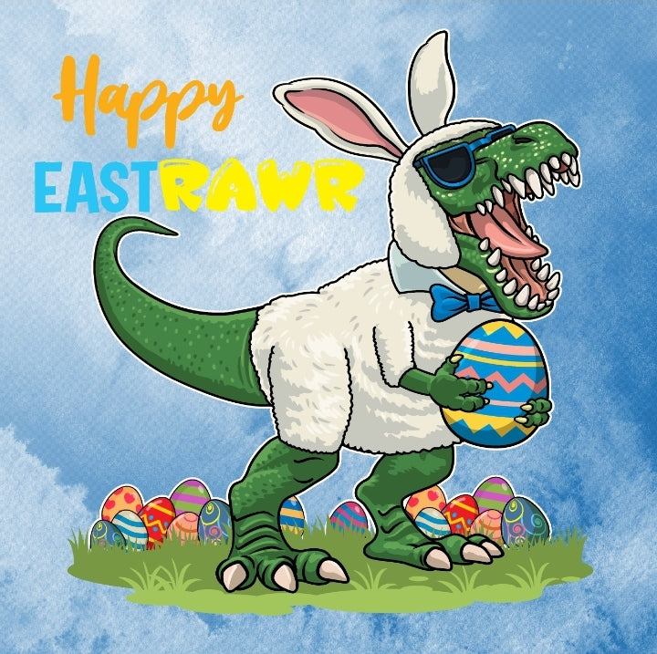 Easter dino squares 17.5 x 17.5 printed Minky