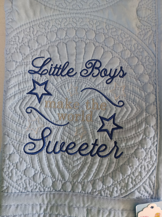 36x45 boys world embroidered heirloom quilt