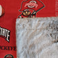60x55 collegiate football printed Minky on silver glazed frost