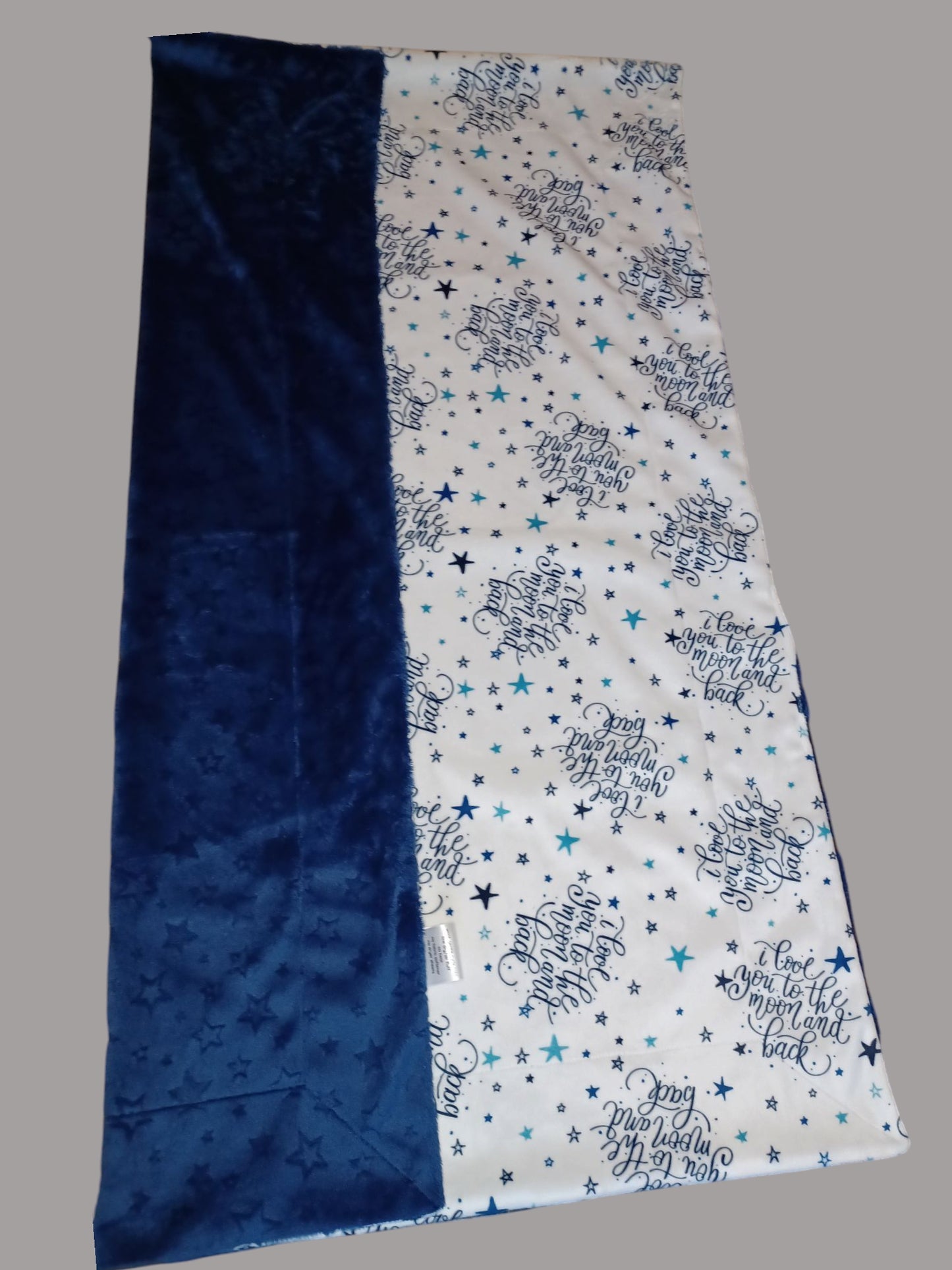 29x38 love you too the moon print on navy embossed stars