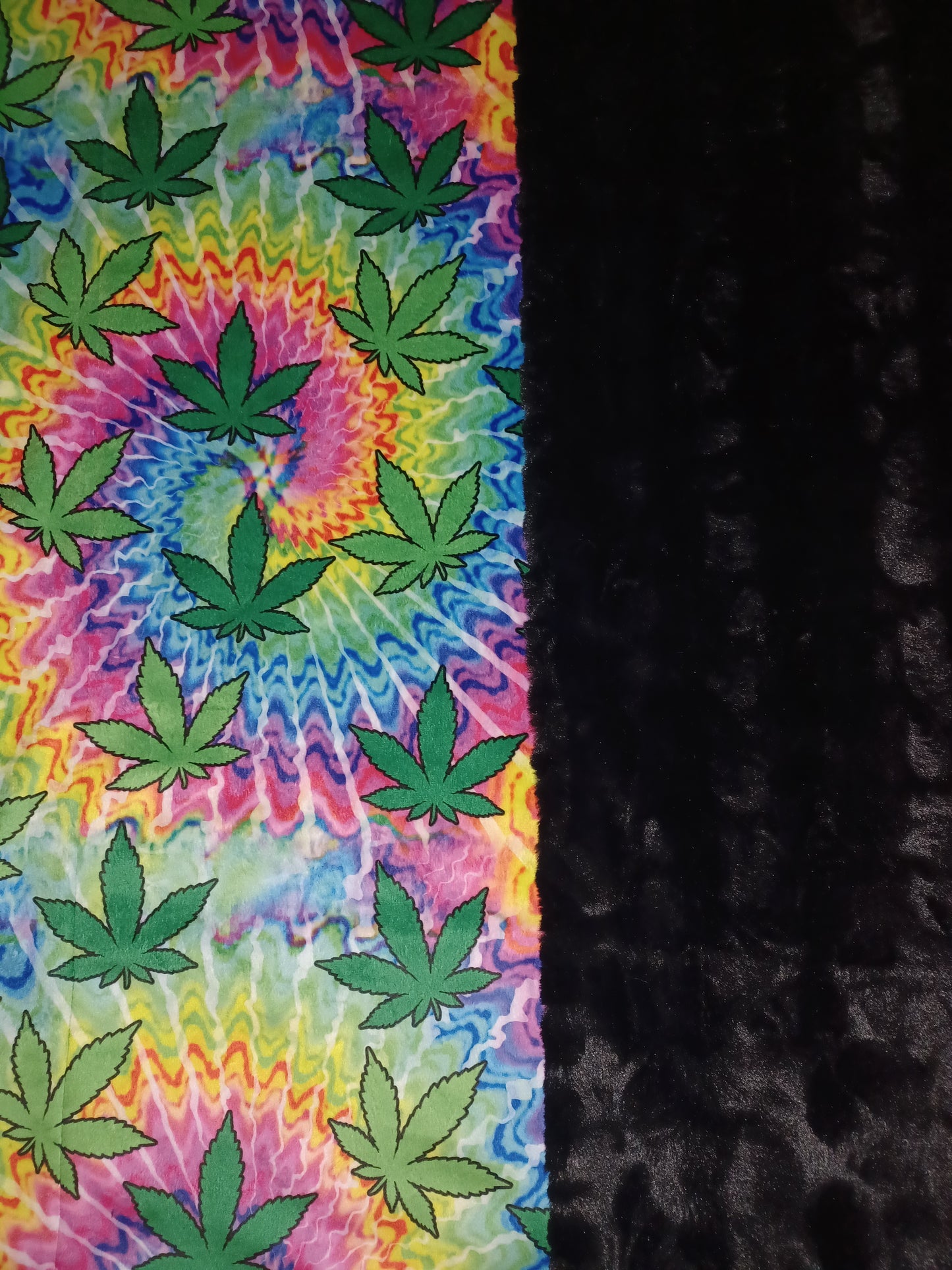 54x70 herb printed minky on black malibu