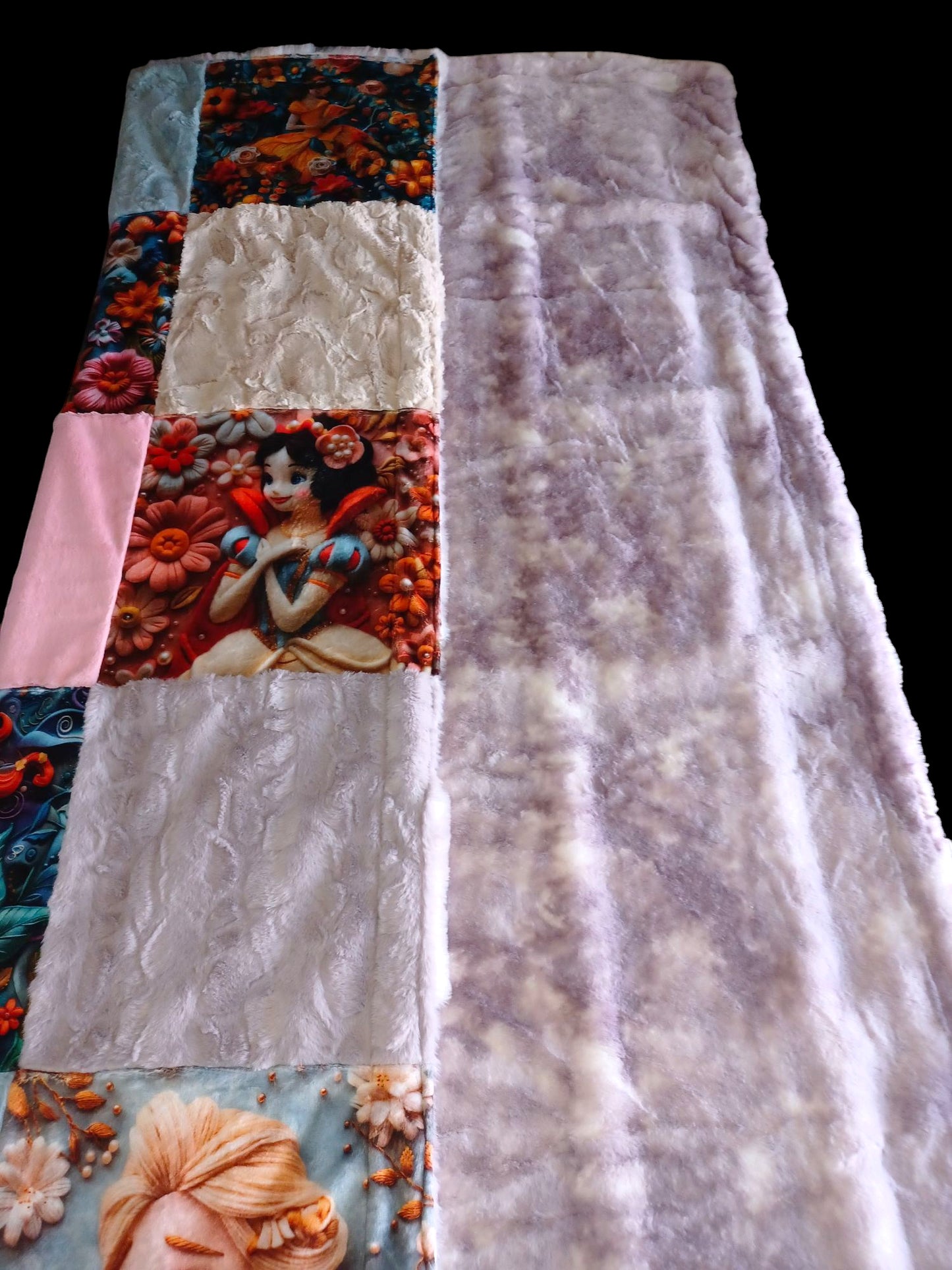 56x80 princess patchwork on iris tonal wispy