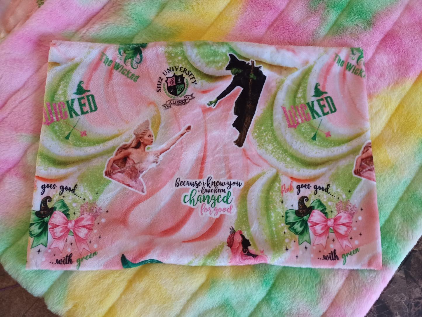 60x72 witches print minky on margarita koala pop with 14x20 travel pillow