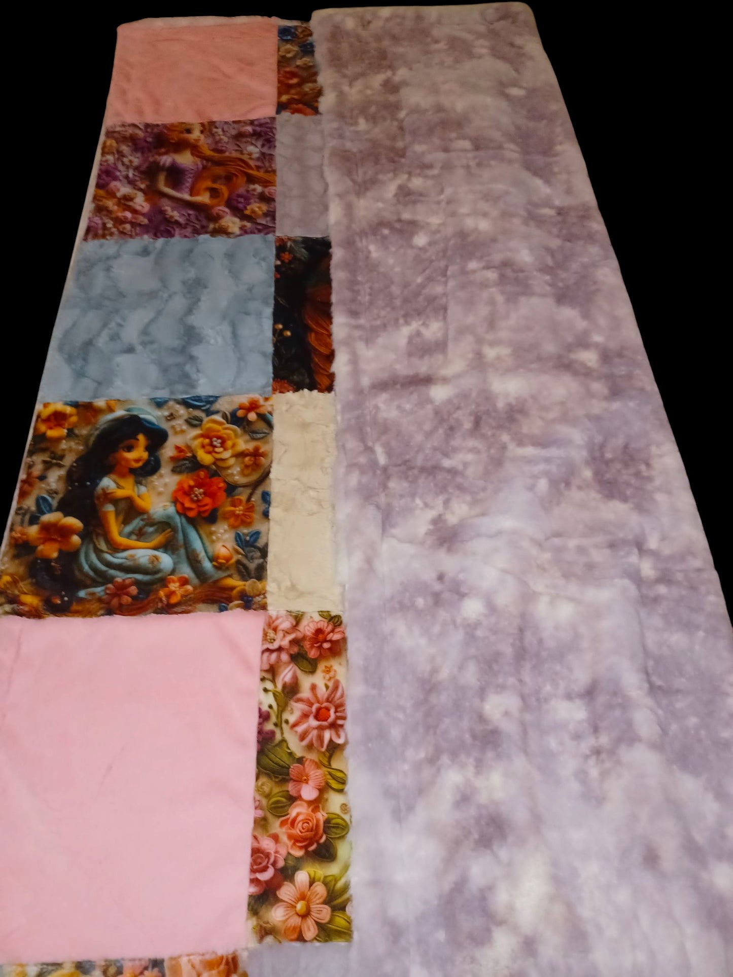 56x80 princess patchwork on iris tonal wispy