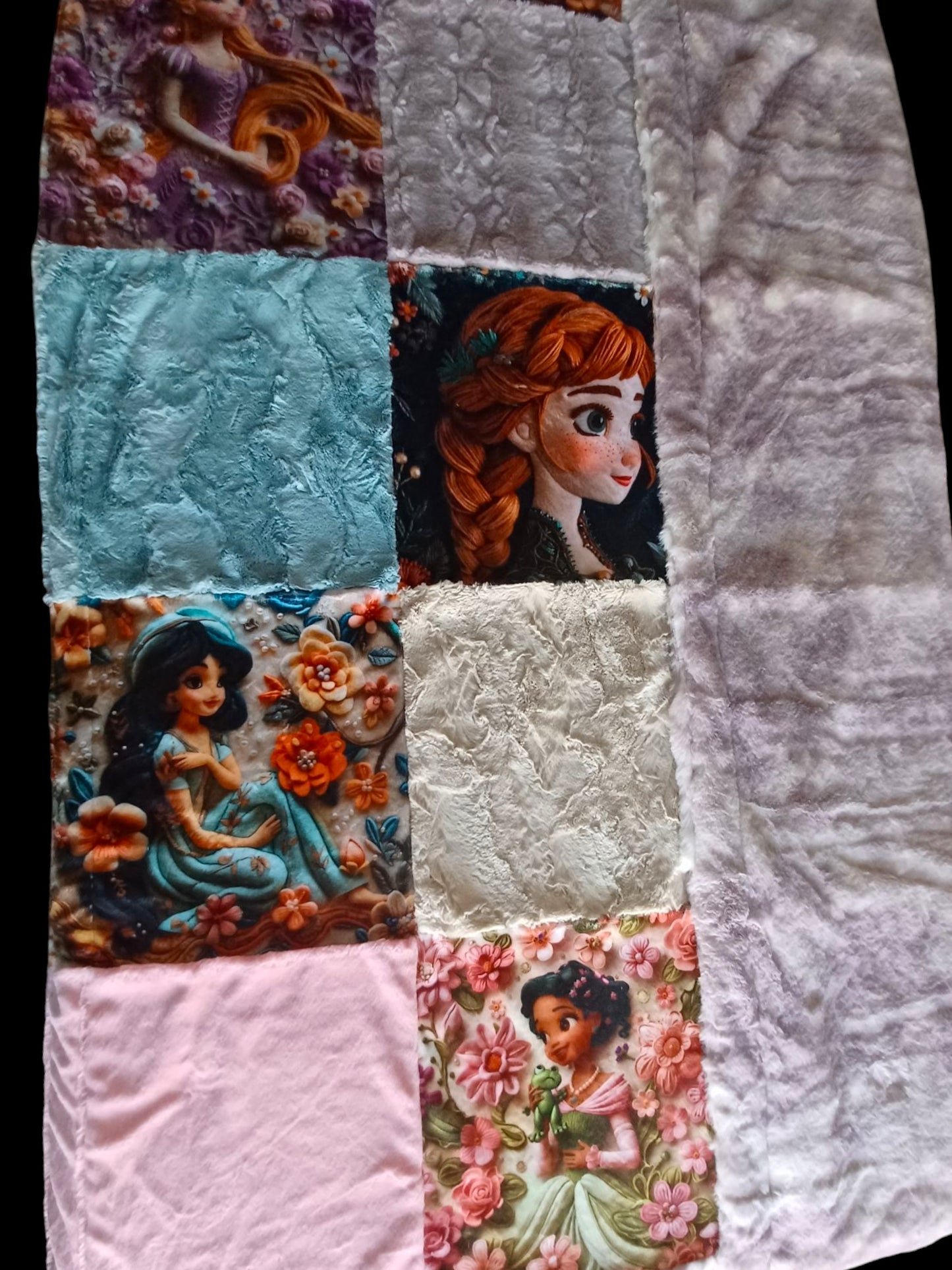 56x80 princess patchwork on iris tonal wispy