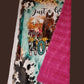 36x60 horse print minky on bright rose Malibu