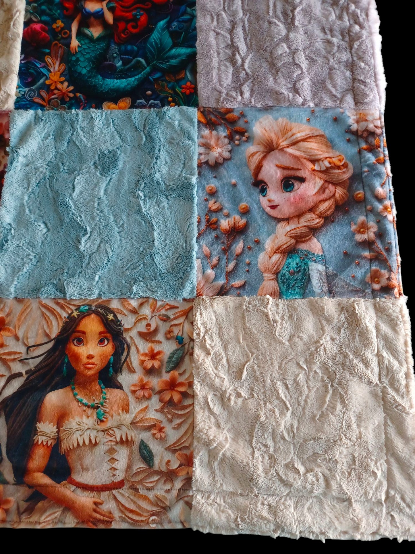 56x80 princess patchwork on iris tonal wispy