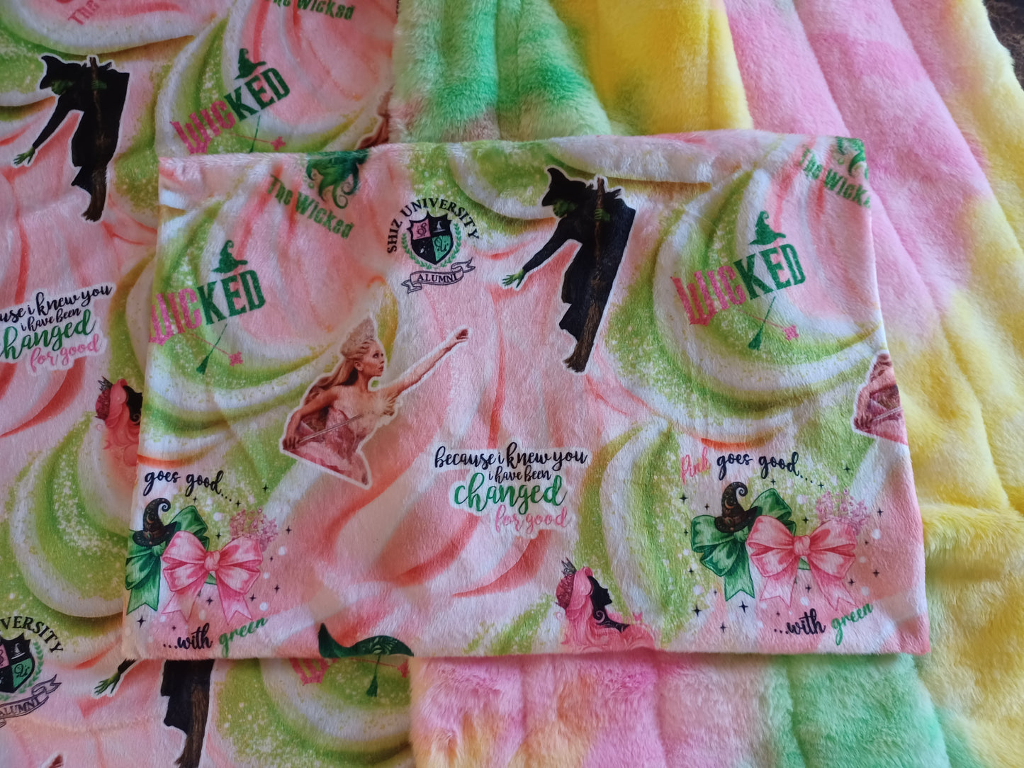 60x72 witches print minky on margarita koala pop with 14x20 travel pillow