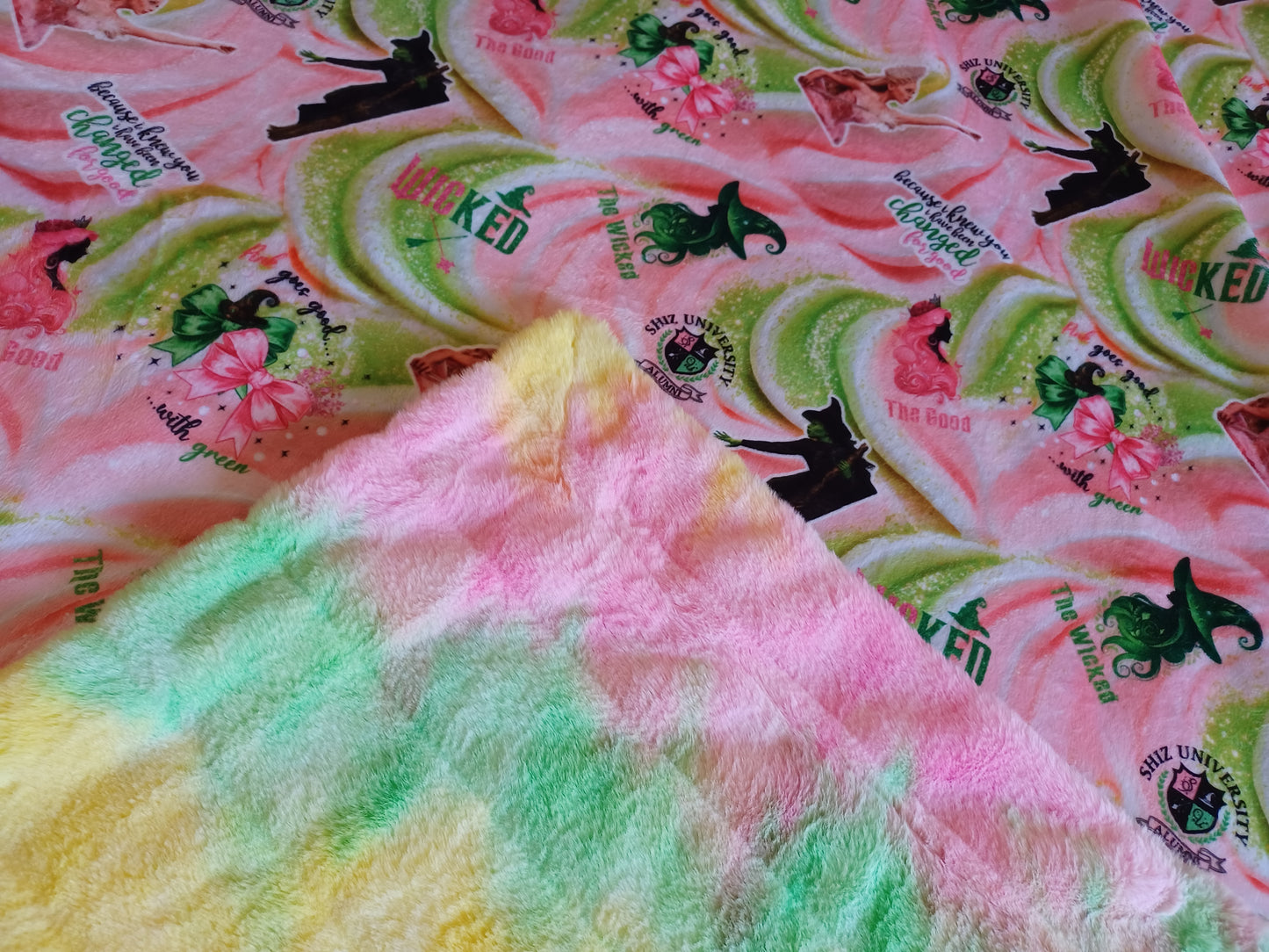 60x72 witches print minky on margarita koala pop with 14x20 travel pillow