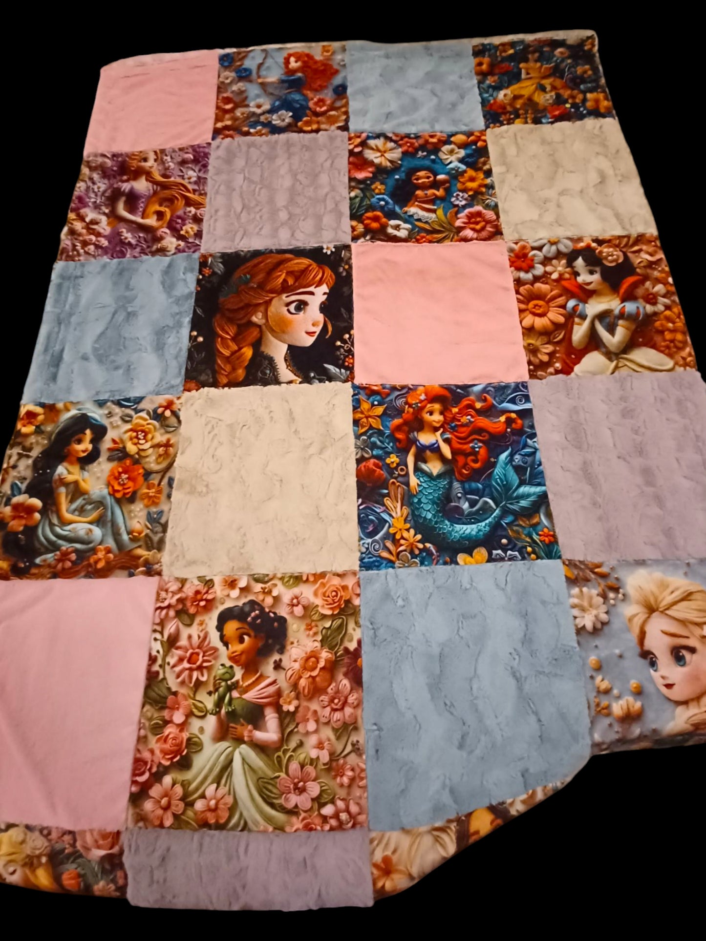 56x80 princess patchwork on iris tonal wispy