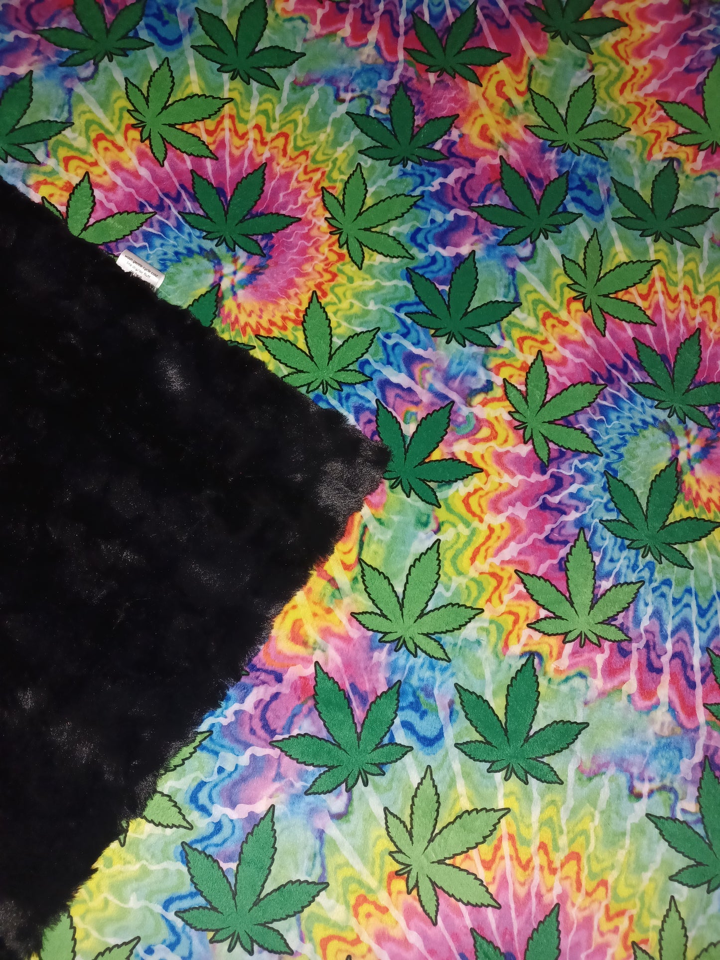 54x70 herb printed minky on black malibu