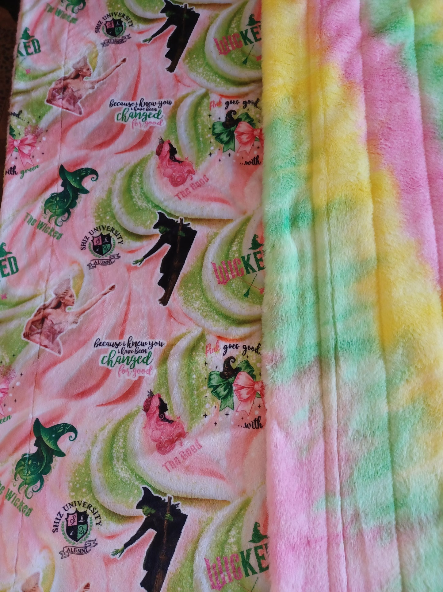60x72 witches print minky on margarita koala pop with 14x20 travel pillow