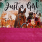36x60 horse print minky on bright rose Malibu