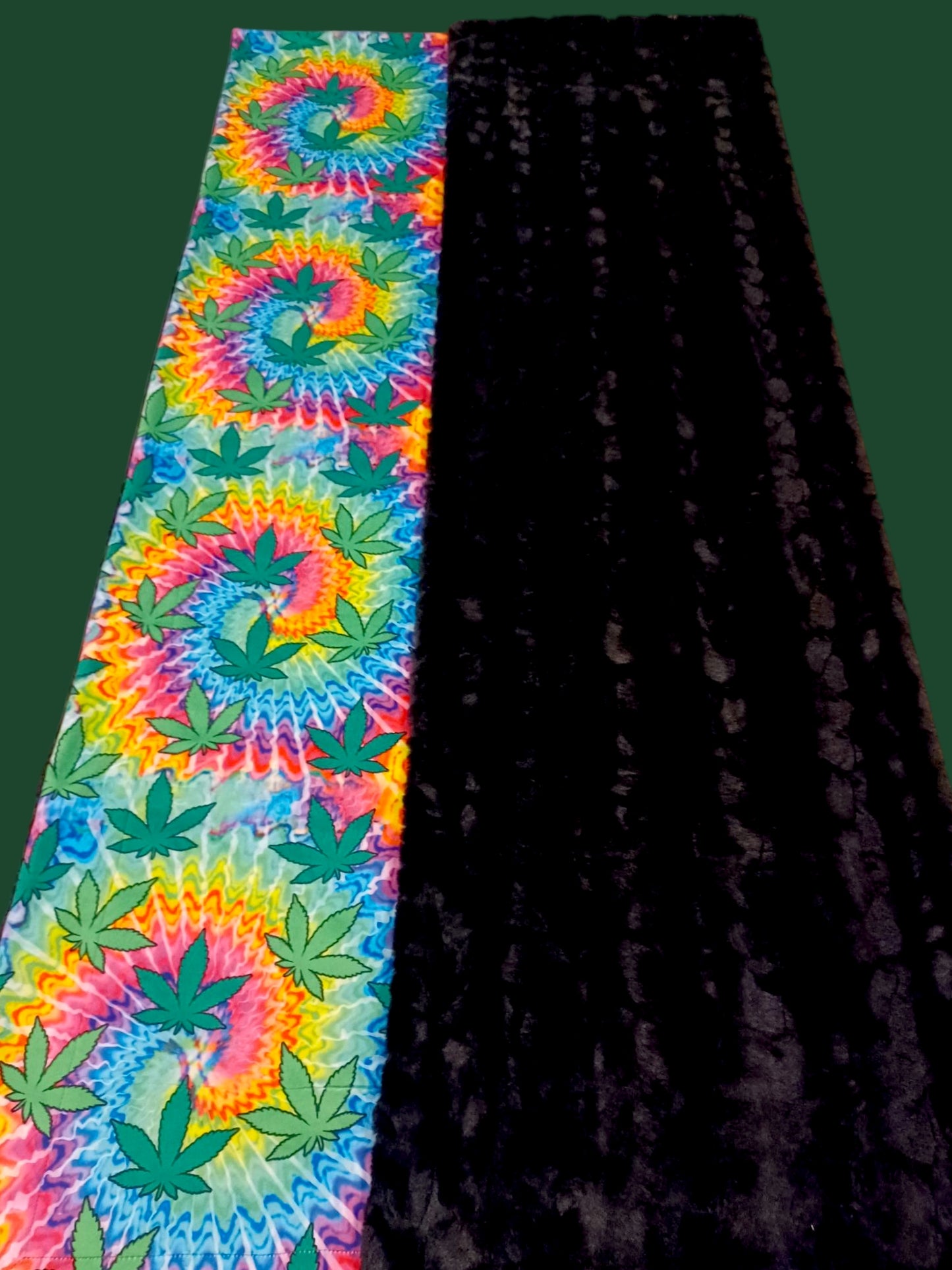 54x70 herb printed minky on black malibu